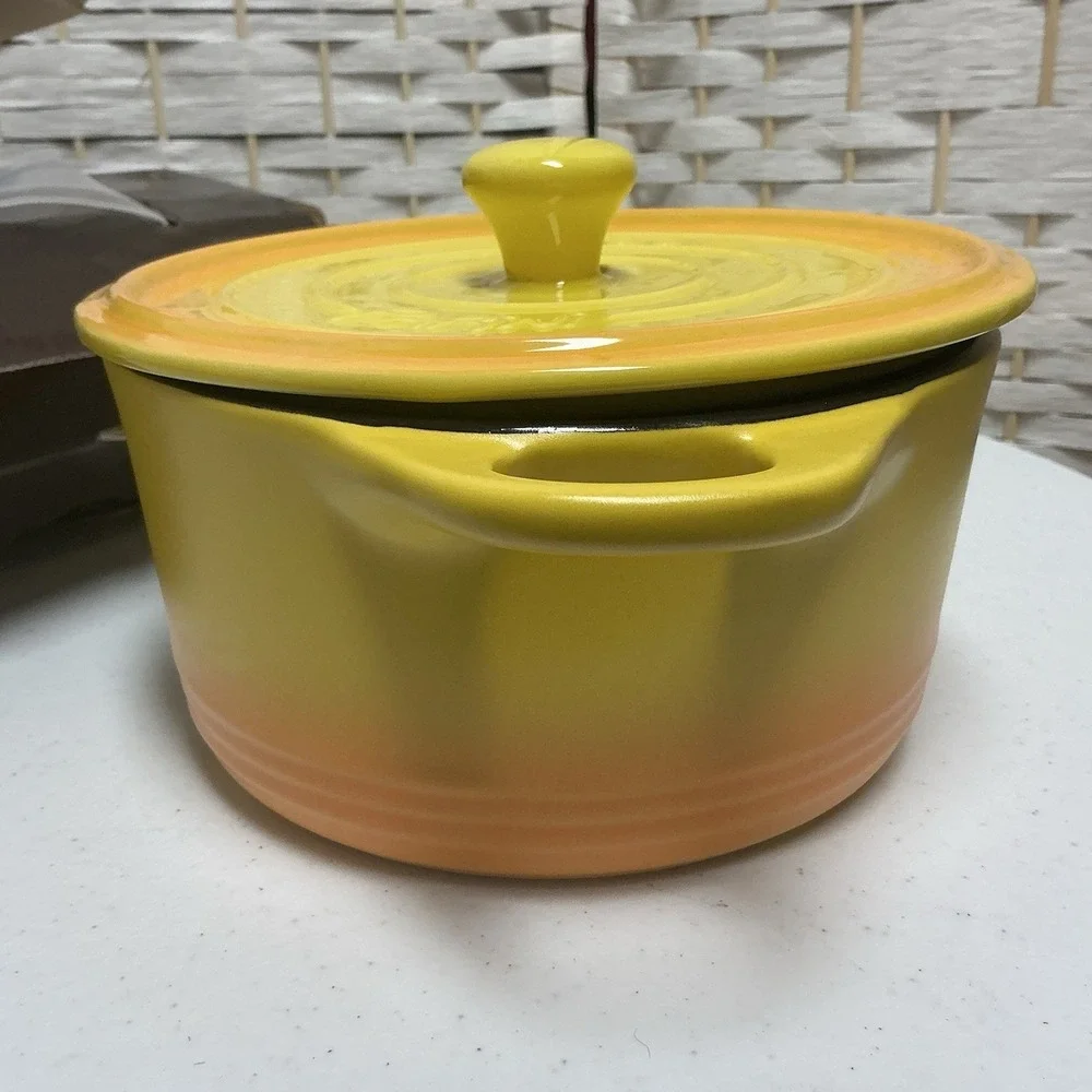 Parini 1.5 Quart Flameproof Casserole Yellow Ceramic, New in Box‎